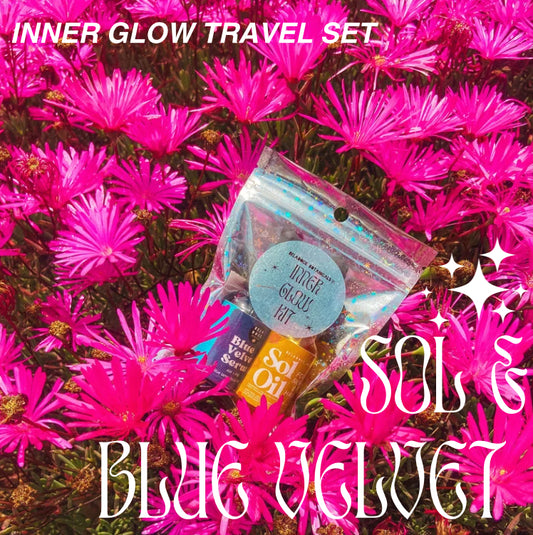beladoce botanicals inner glow kit - 1 half size sol oil and 1 half size blue velvet oil