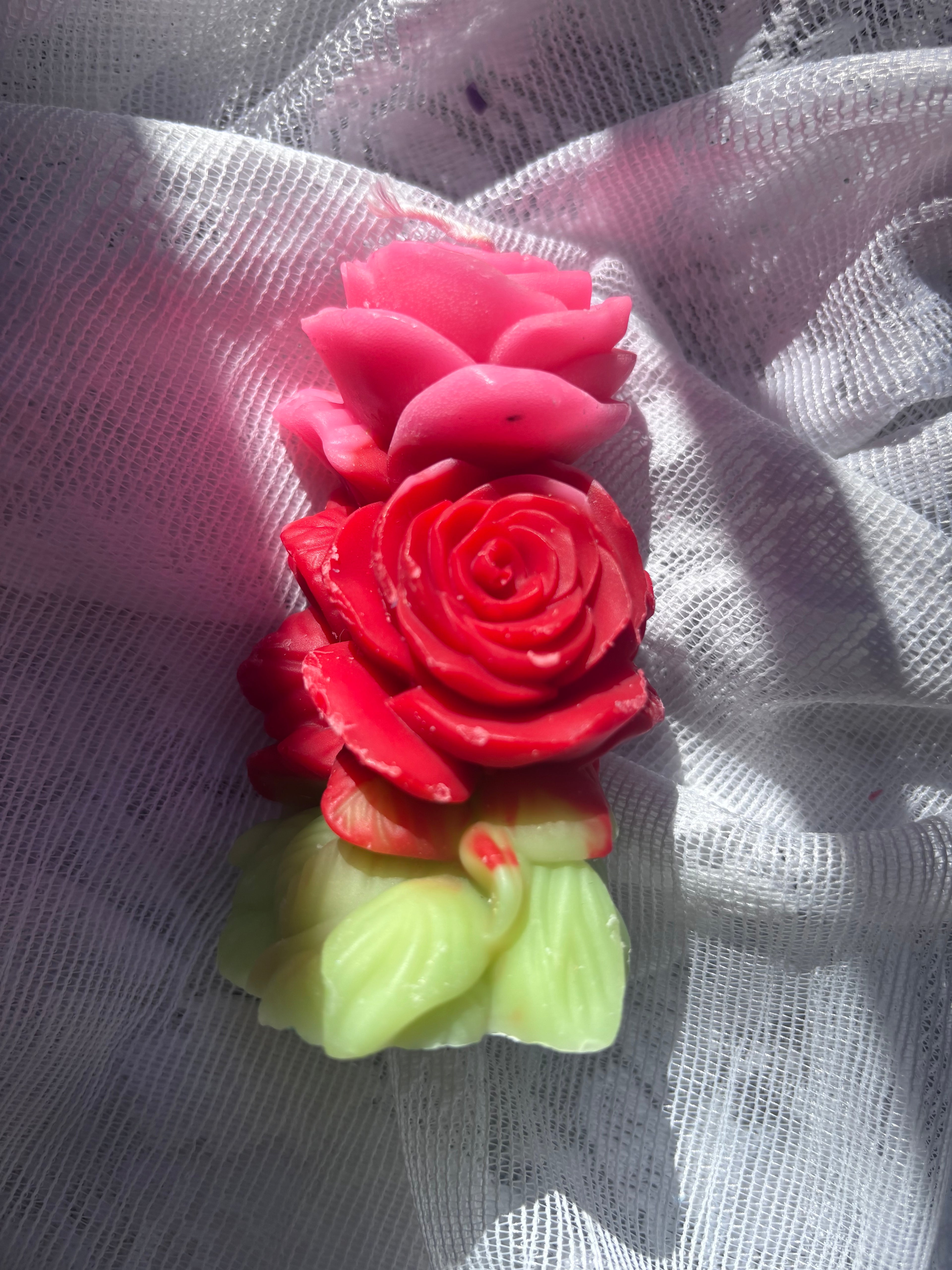 Sculpted rose pillar market candles