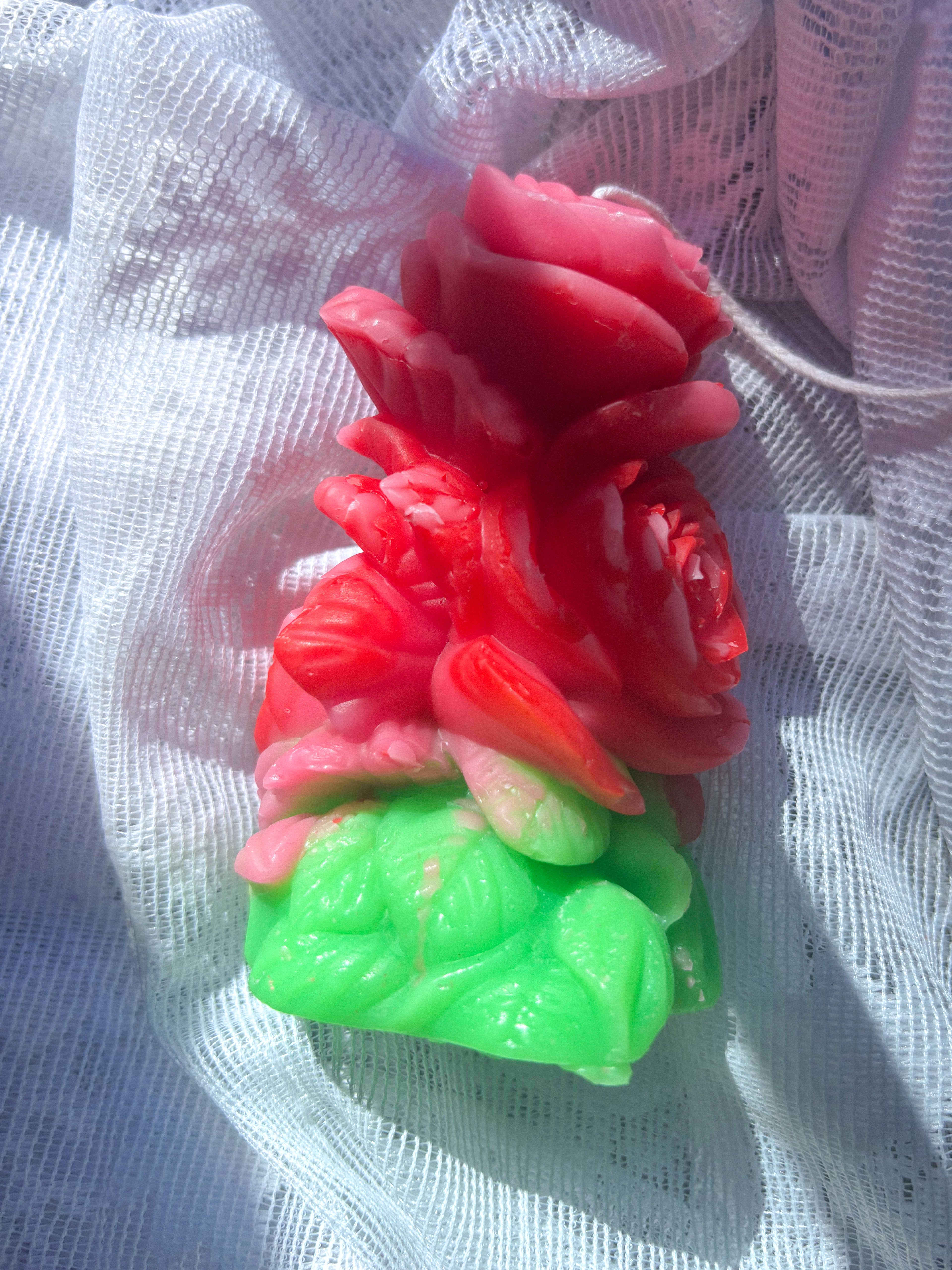 Sculpted rose pillar market candles