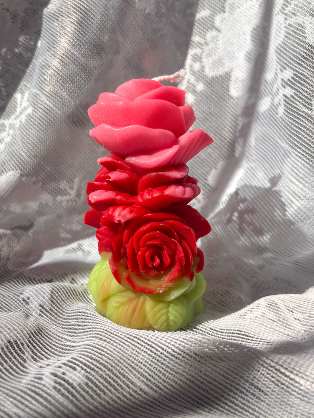 Sculpted rose pillar market candles