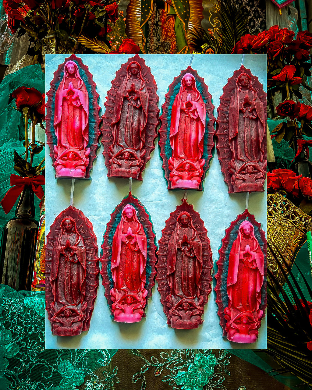 3 Color Our Lady of Guadalupe Candle