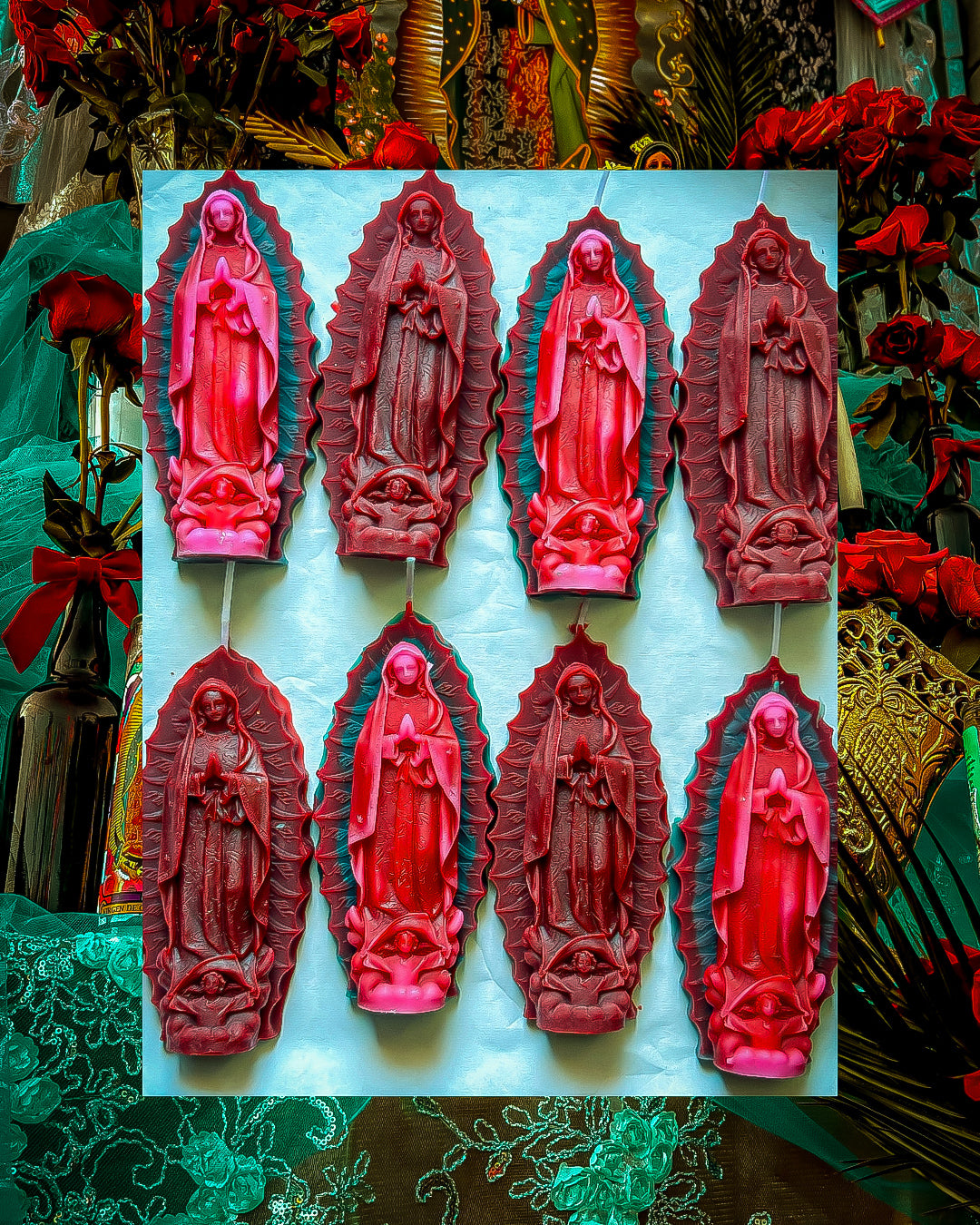 3 Color Our Lady of Guadalupe Candle