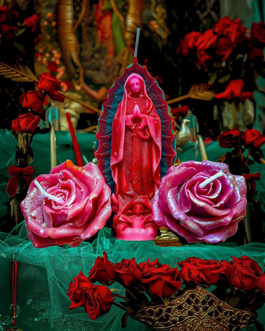 3 Color Our Lady of Guadalupe Candle
