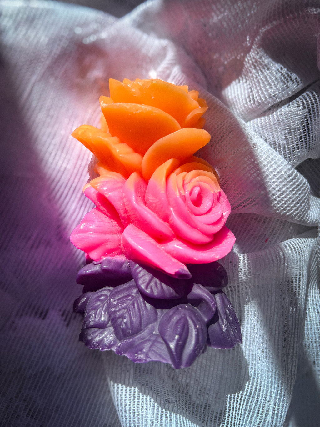 Sculpted rose pillar market candles