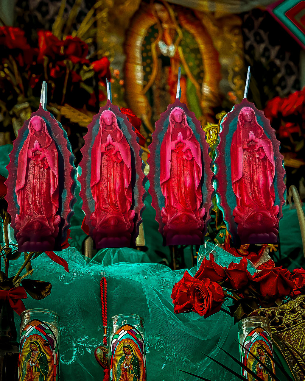 3 Color Our Lady of Guadalupe Candle