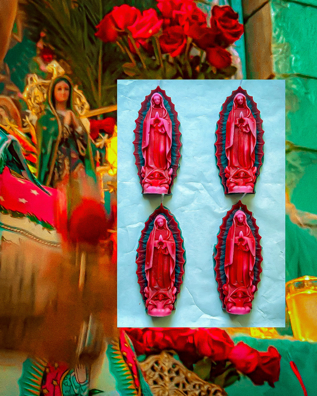 3 Color Our Lady of Guadalupe Candle