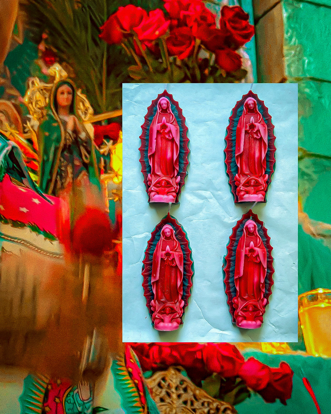 3 Color Our Lady of Guadalupe Candle