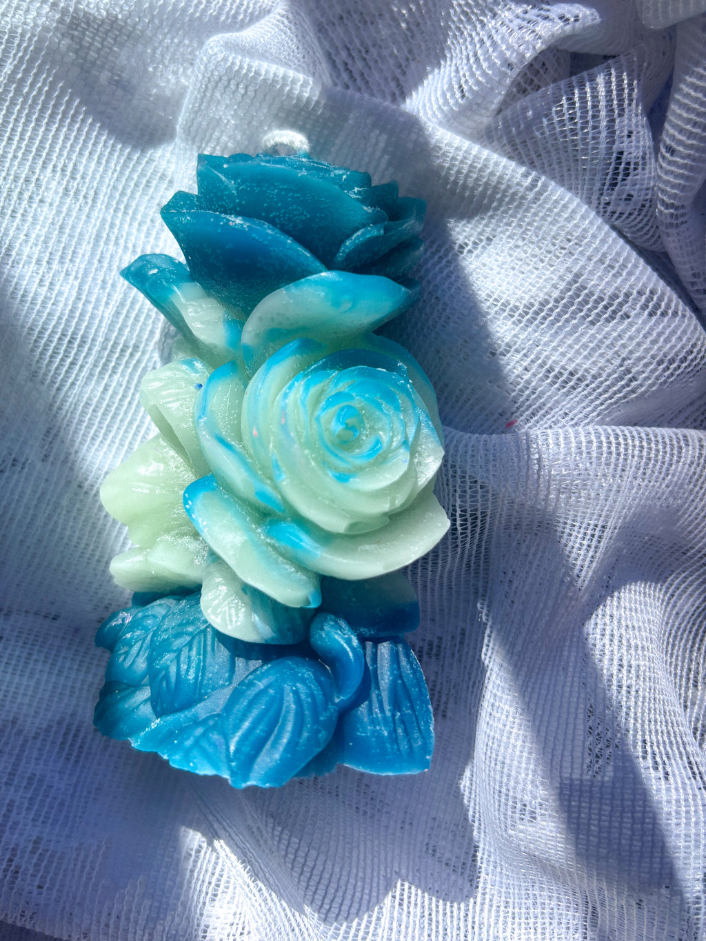 Sculpted rose pillar market candles