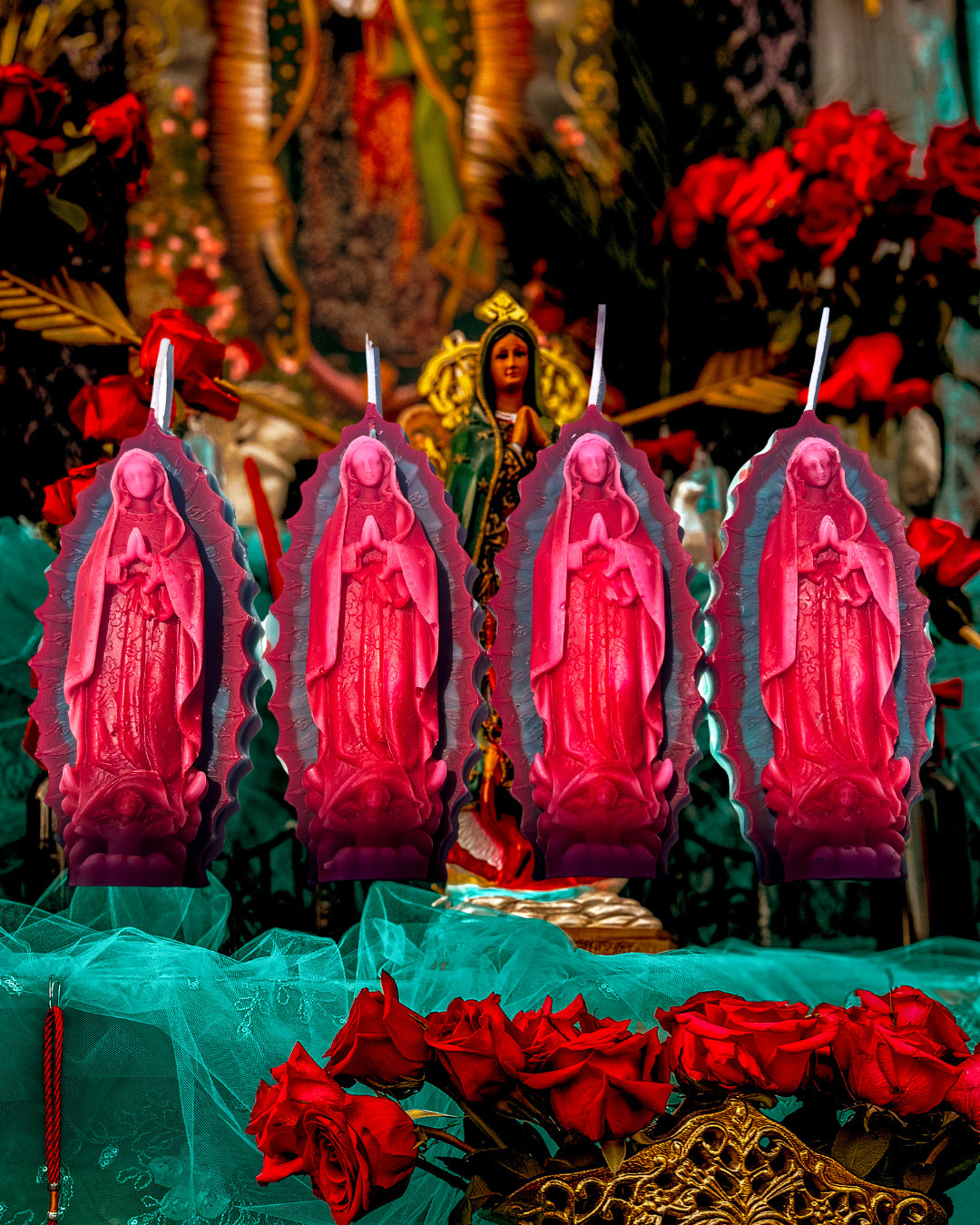 3 Color Our Lady of Guadalupe Candle