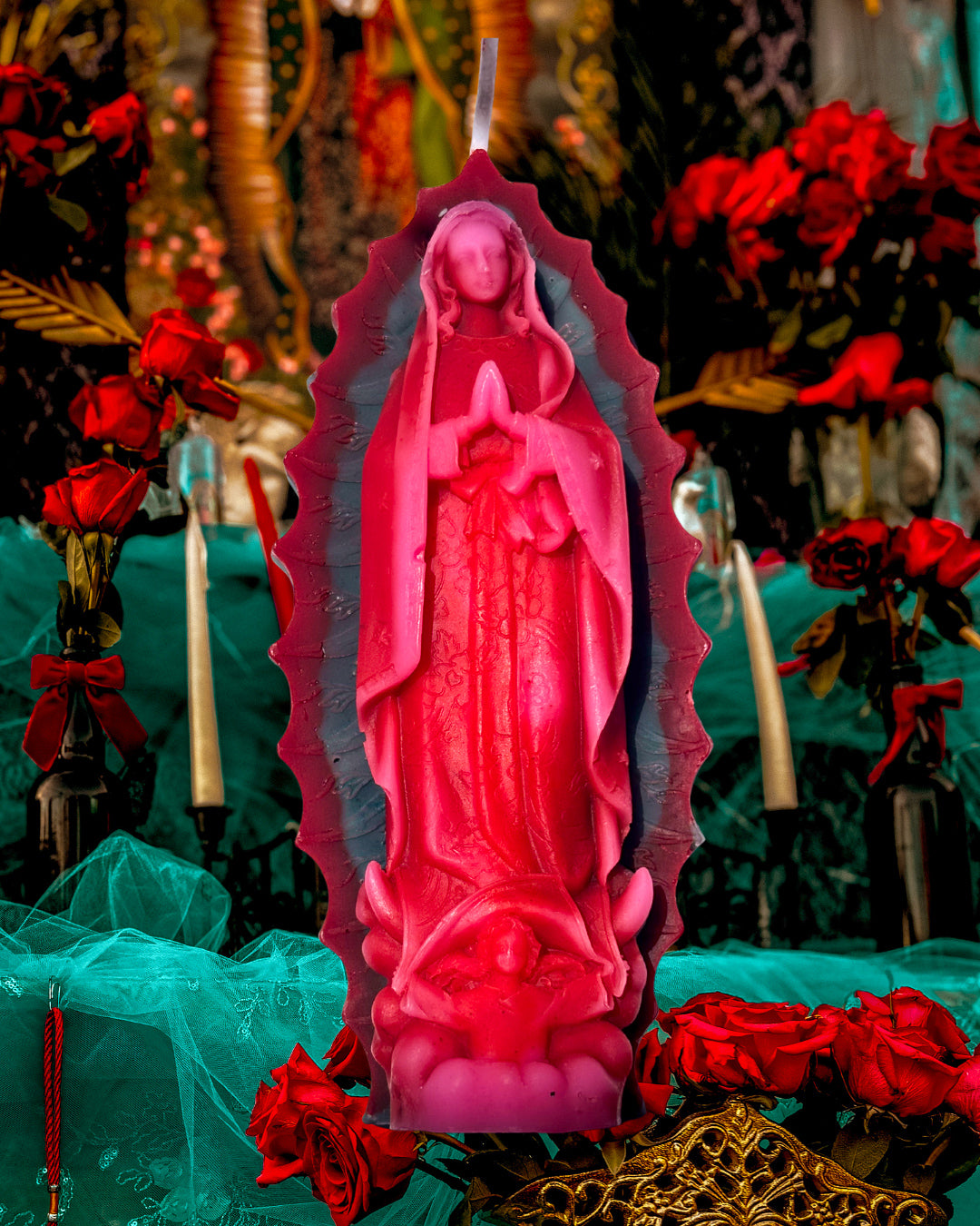 3 Color Our Lady of Guadalupe Candle